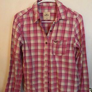 Hollister Pink & White Plaid Top - M